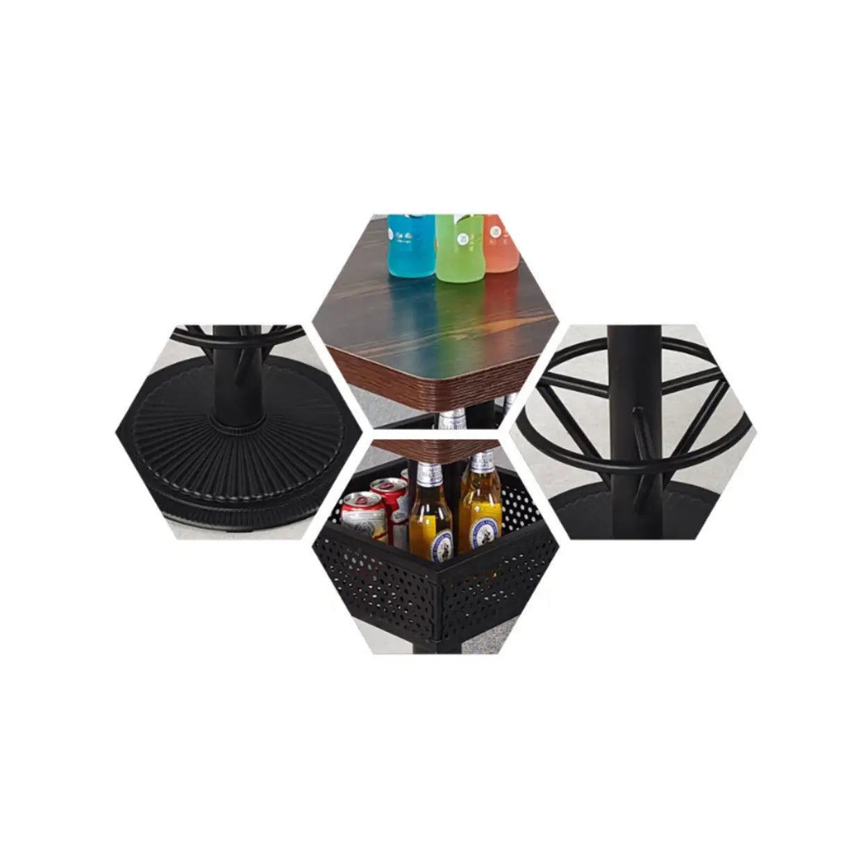 Industrial Black Small Round Bar Table with Shelf