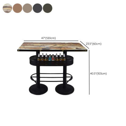 Industrial Black Small Round Bar Table with Shelf