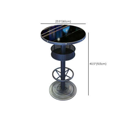 Industrial Black Small Round Bar Table with Shelf