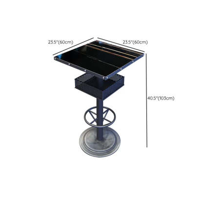 Industrial Black Small Round Bar Table with Shelf