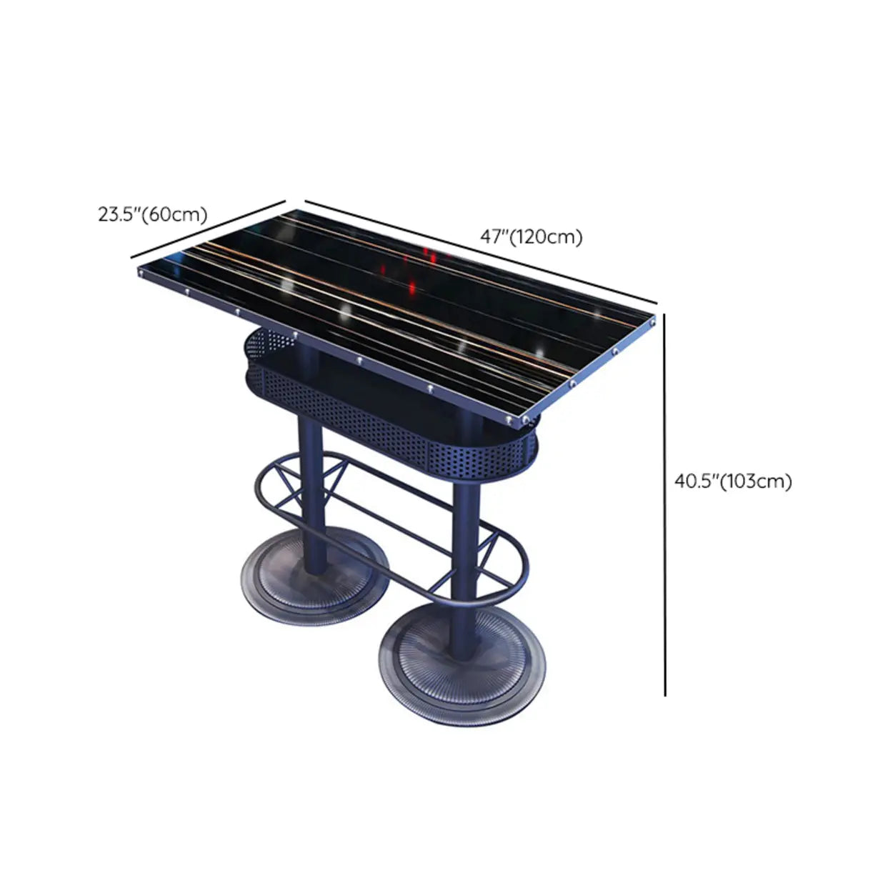 Industrial Black Small Round Bar Table with Shelf