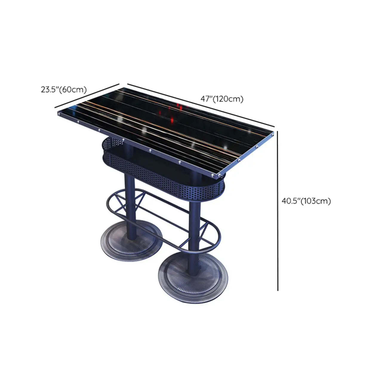 Industrial Black Small Round Bar Table with Shelf