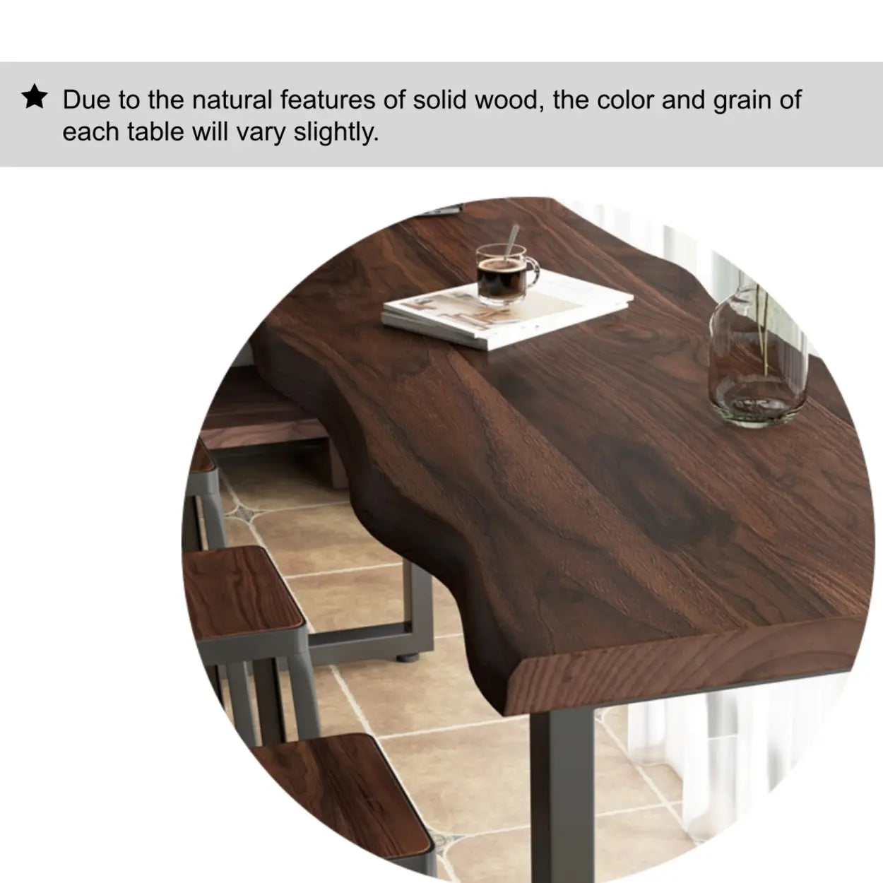 Industrial Dark Brown Live-Edge Narrow Bar Table — Table Only
