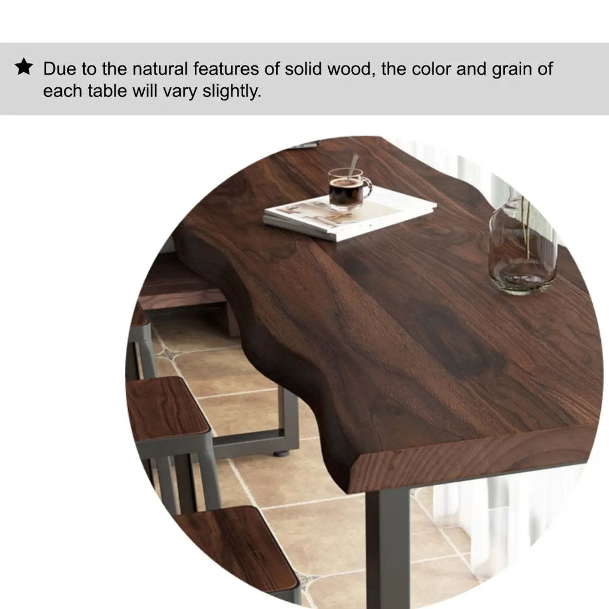 Industrial Dark Brown Live-Edge Narrow Bar Table — Table Only