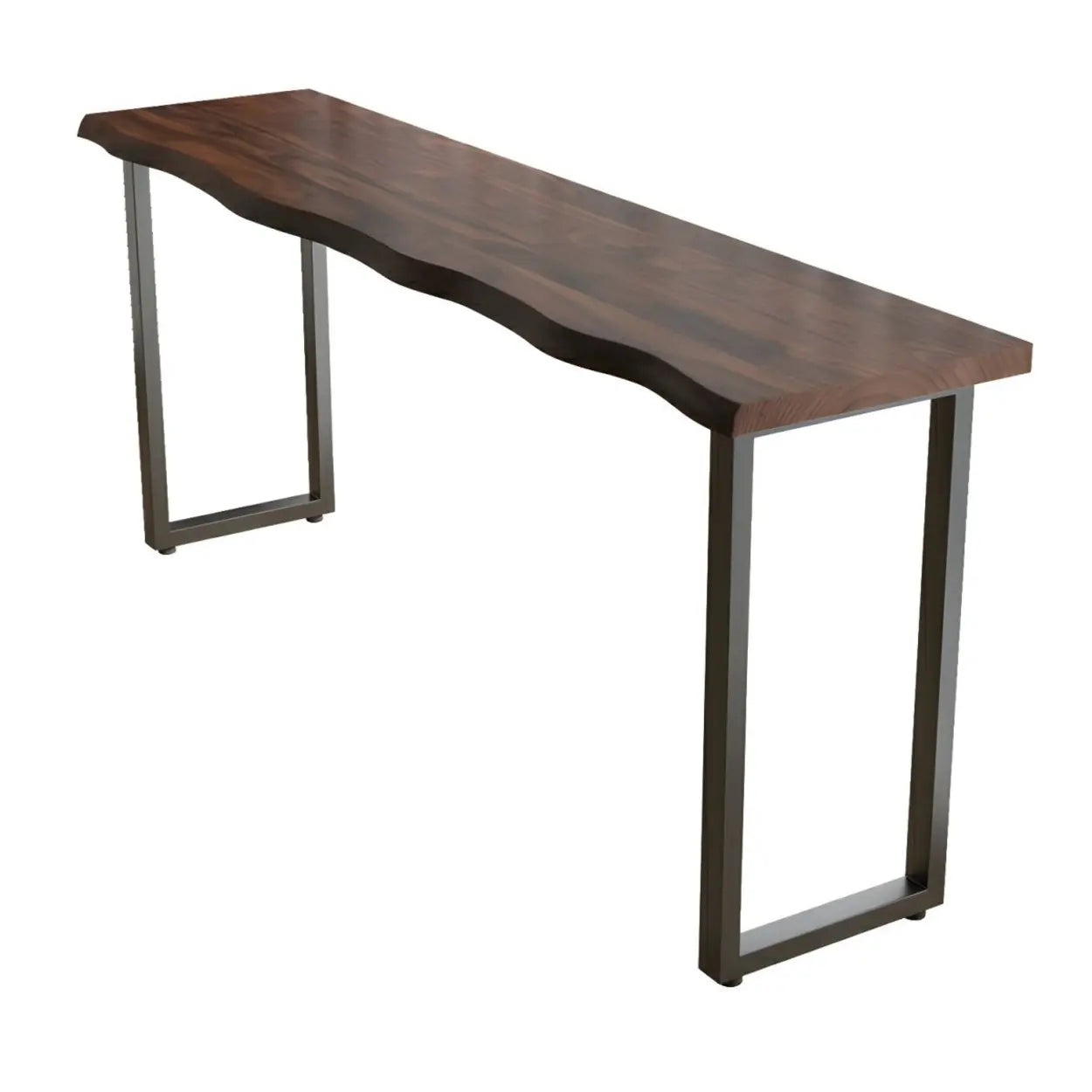 Industrial Dark Brown Live-Edge Narrow Bar Table — Table Only