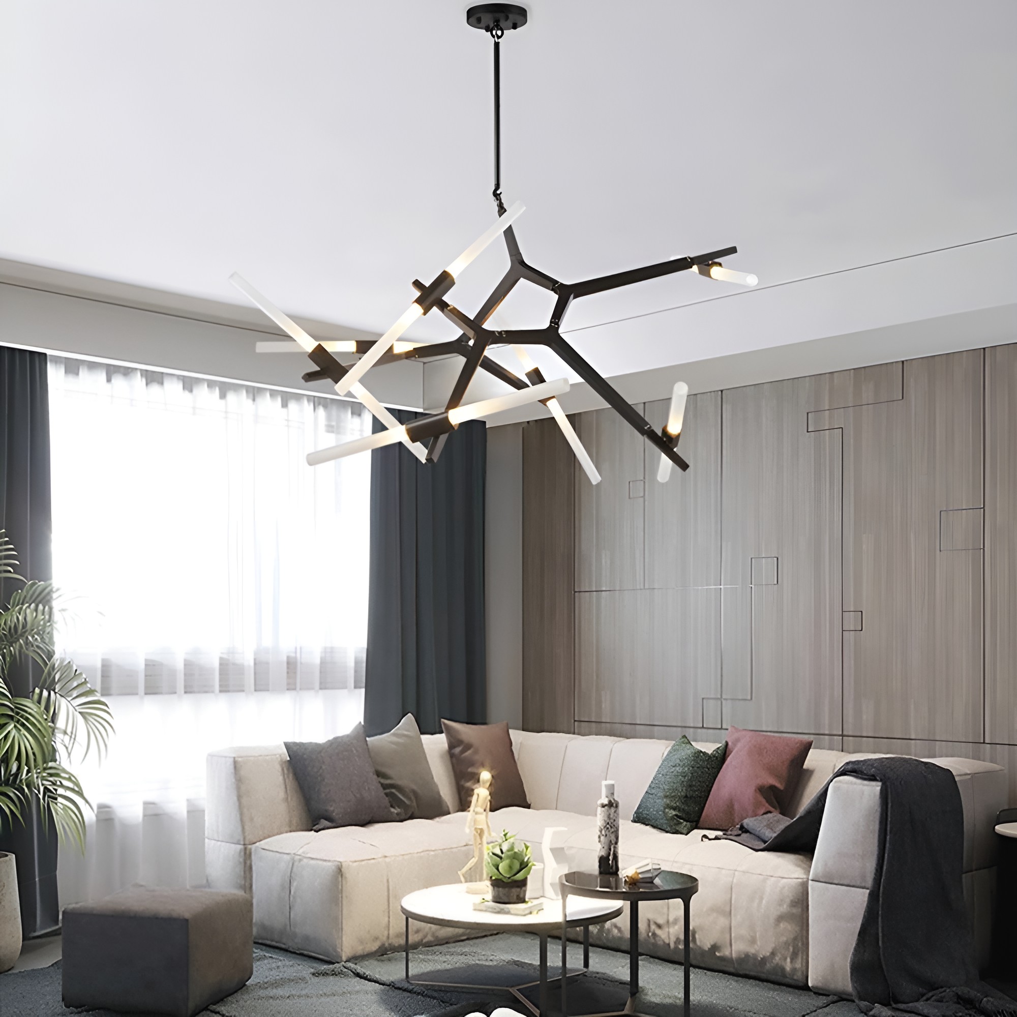 Industrial Drone Brass Modern Sputnik Chandelier, 14-LED