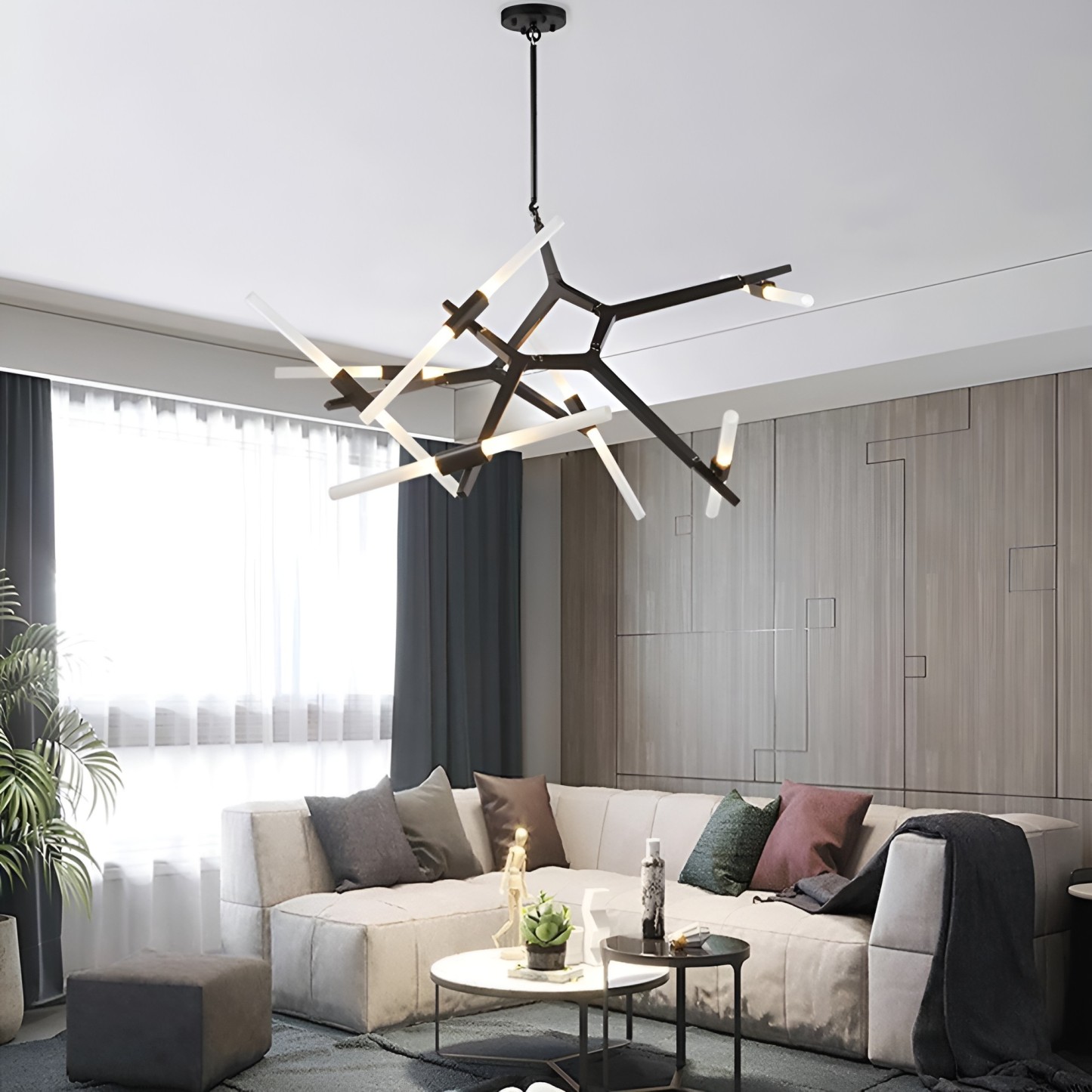 Industrial Drone Brass Modern Sputnik Chandelier, 14-LED