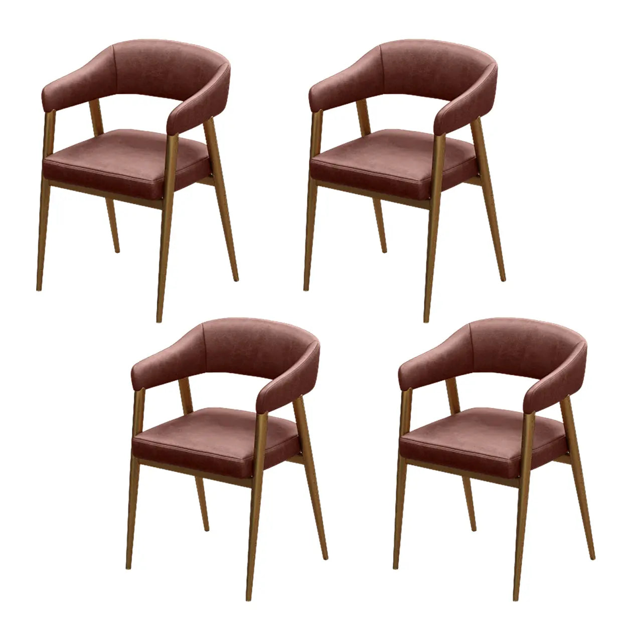 Industrial Faux Leather Dining Arm Chair — Khaki / 8 Piece Set