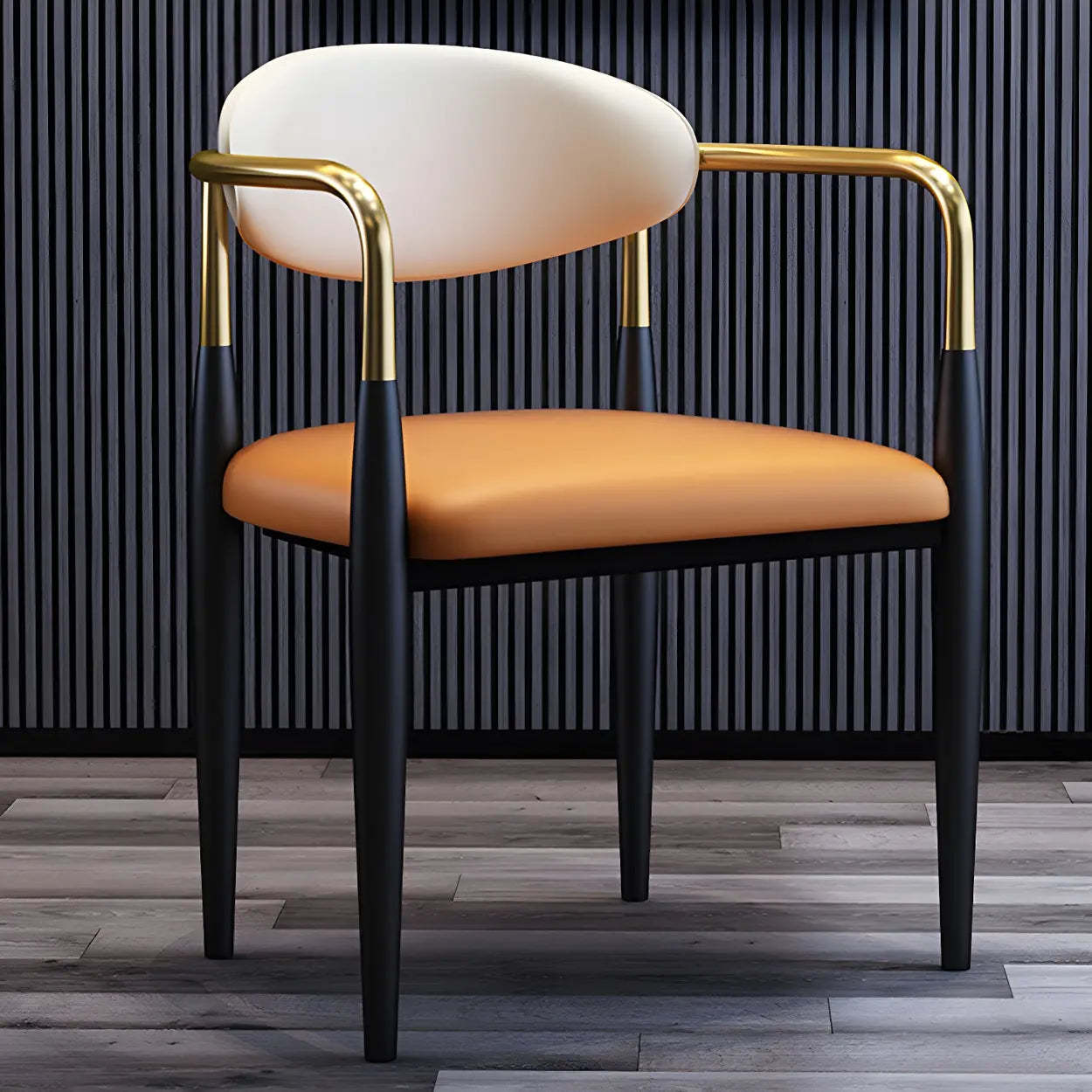 Industrial Faux Leather Open-Back Dining Arm Chair