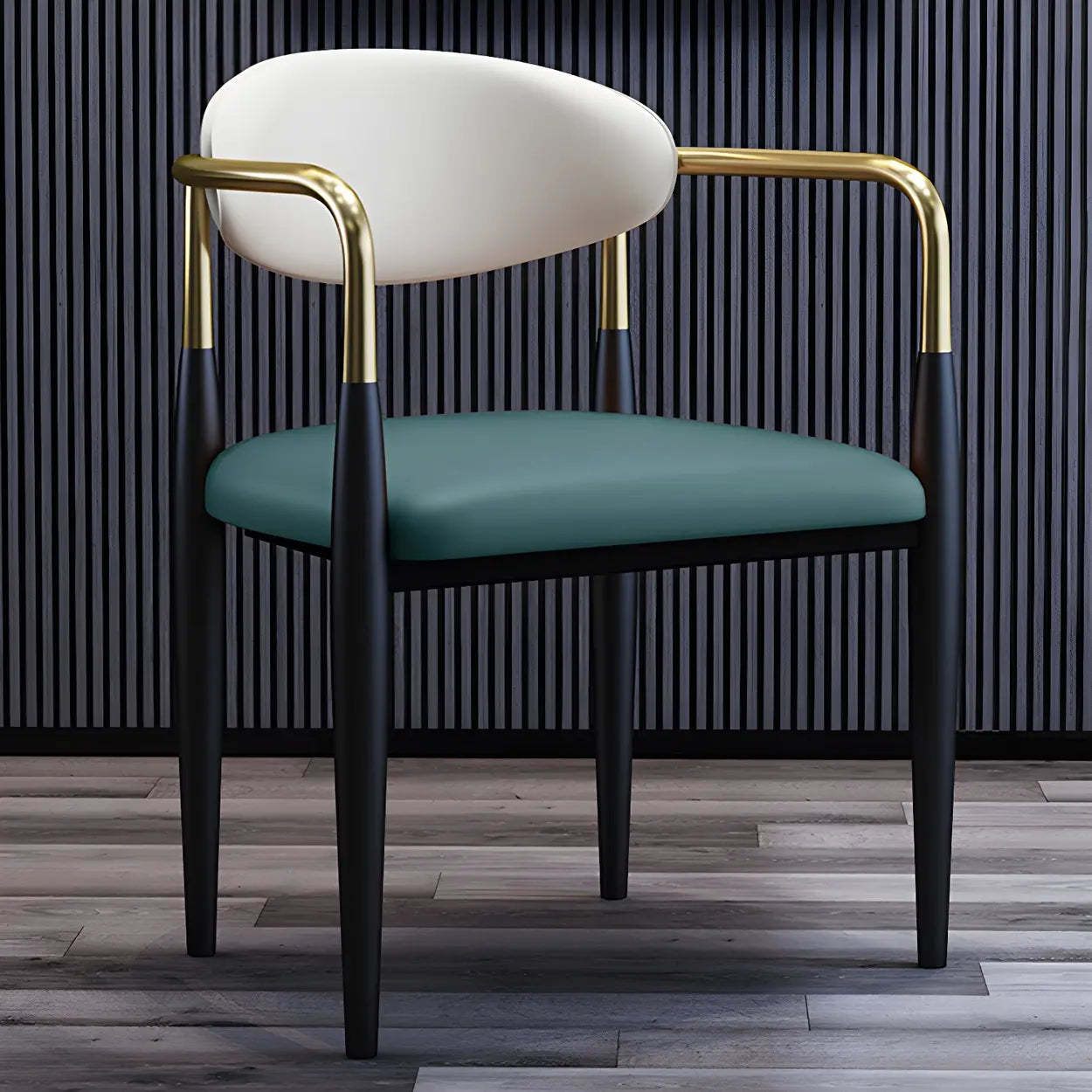 Industrial Faux Leather Open-Back Dining Arm Chair