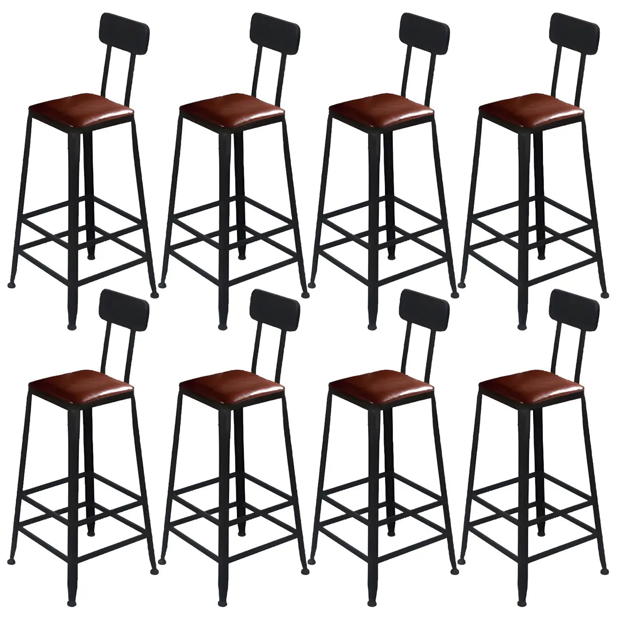 Lighom backrest wood bar & counter stools for kitchen — Non-Upholstered / Square / Set of 4