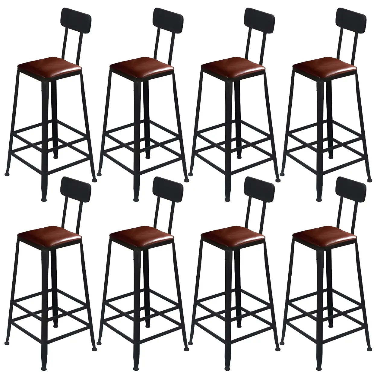 Lighom backrest wood bar & counter stools for kitchen — Non-Upholstered / Square / Set of 4