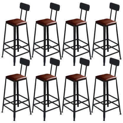 Lighom backrest wood bar & counter stools for kitchen — Non-Upholstered / Square / Set of 4