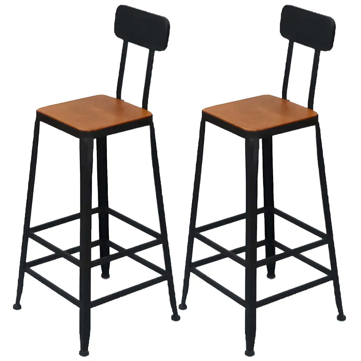 Lighom backrest wood bar & counter stools for kitchen — Non-Upholstered / Square / Set of 6