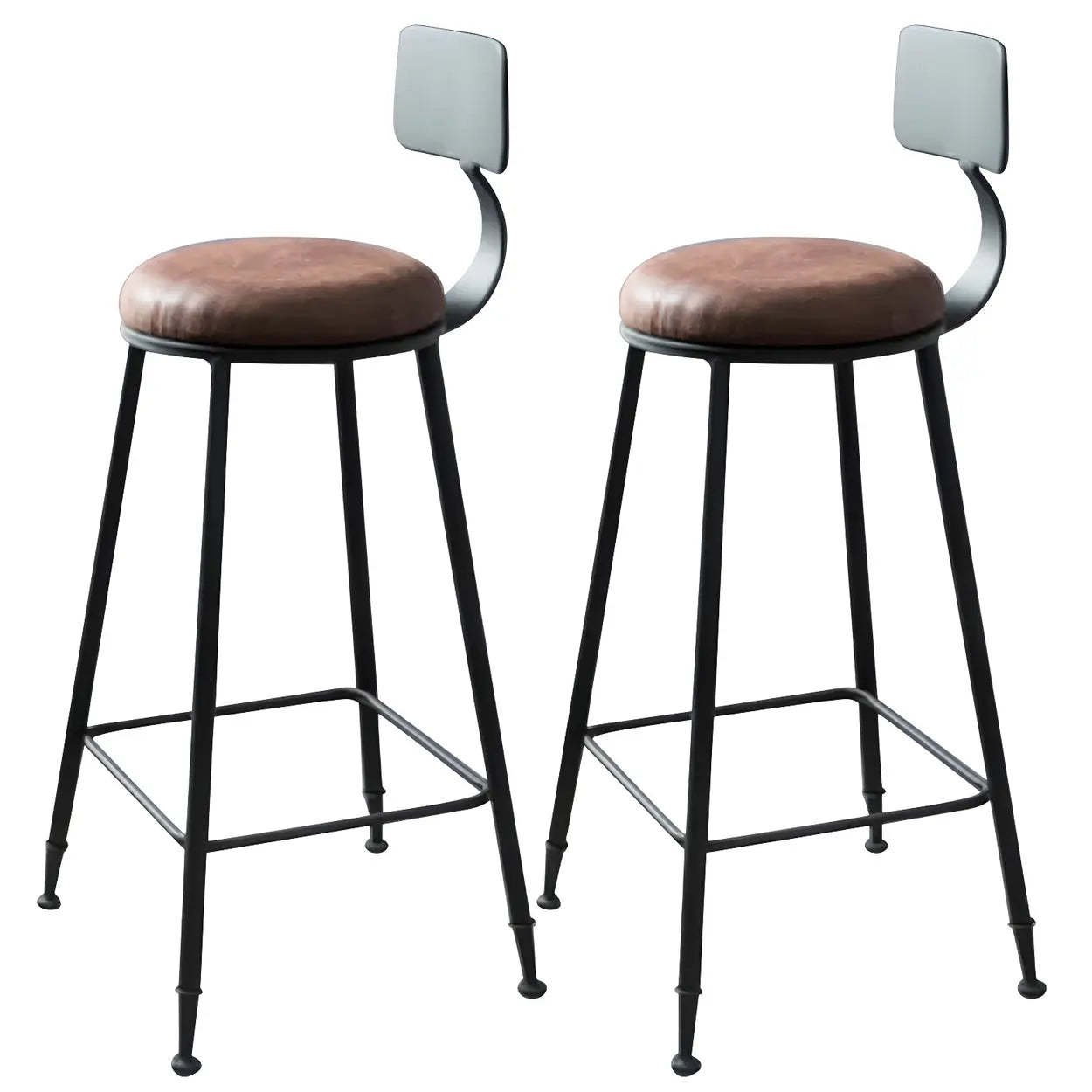 Lighom backrest wood bar & counter stools for kitchen — Non-Upholstered / Round / Set of 6