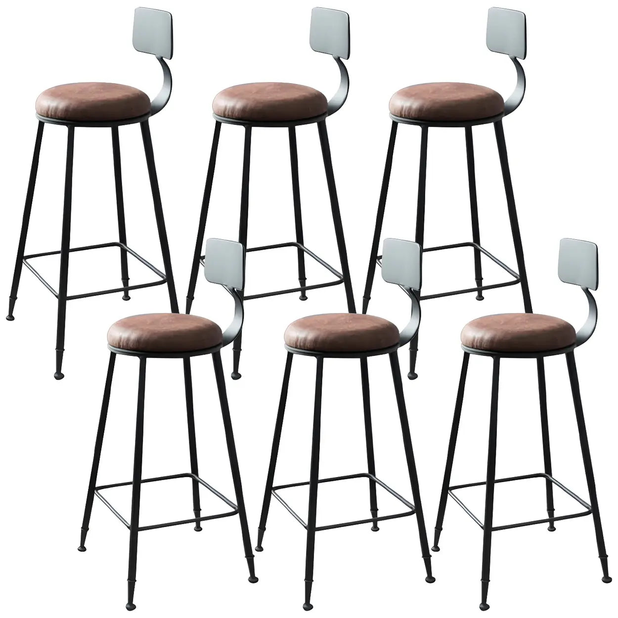 Industrial Wood Bar Stool with Backrest