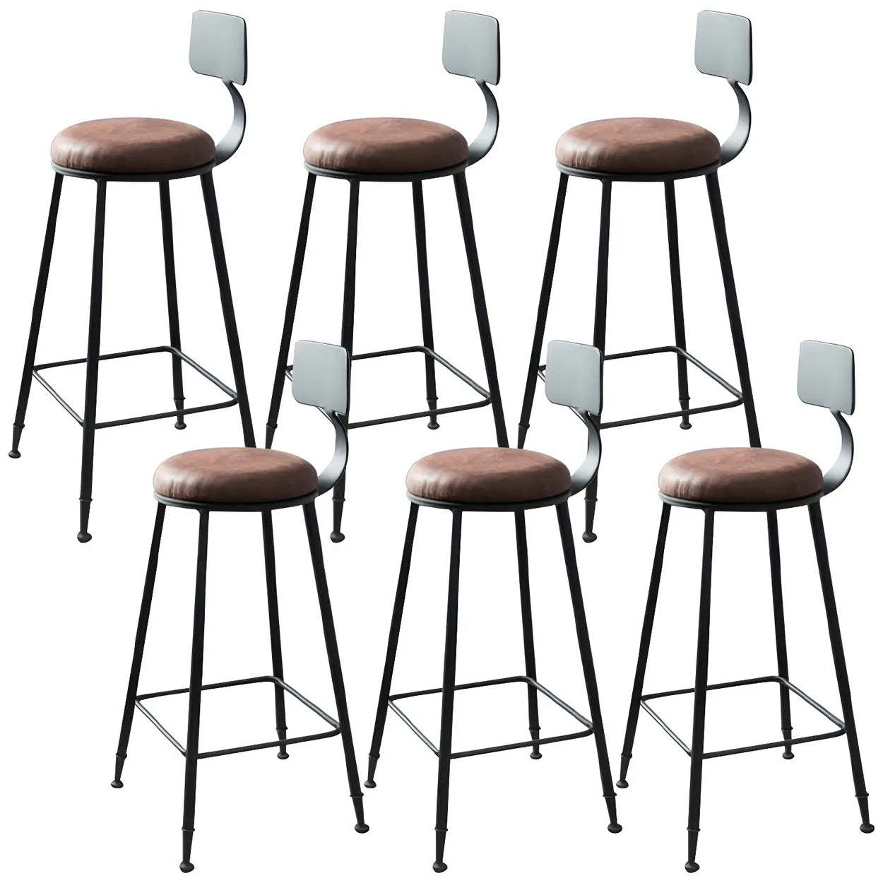 Industrial Wood Bar Stool with Backrest