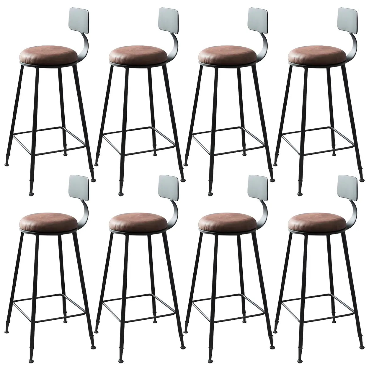 Industrial Wood Bar Stool with Backrest