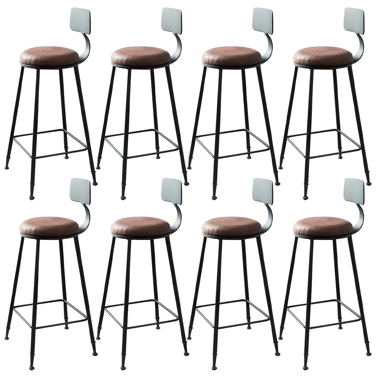 Industrial Wood Bar Stool with Backrest