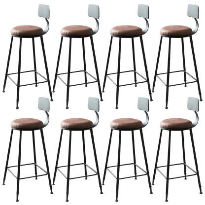 Industrial Wood Bar Stool with Backrest