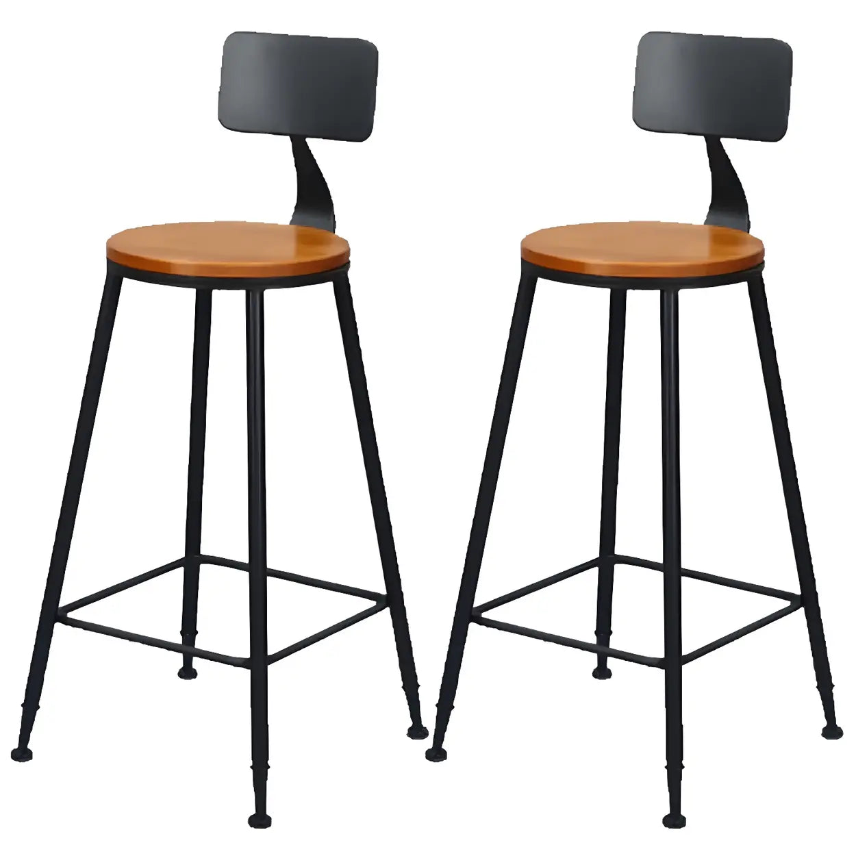 Lighom backrest wood leather iron bar & counter stools for kitchen