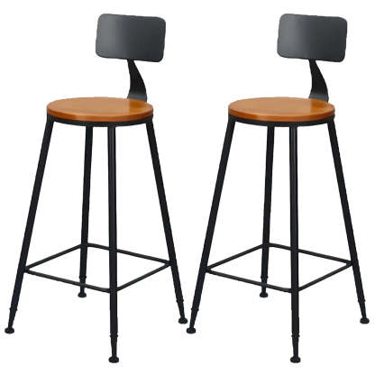 Lighom backrest wood leather iron bar & counter stools for kitchen