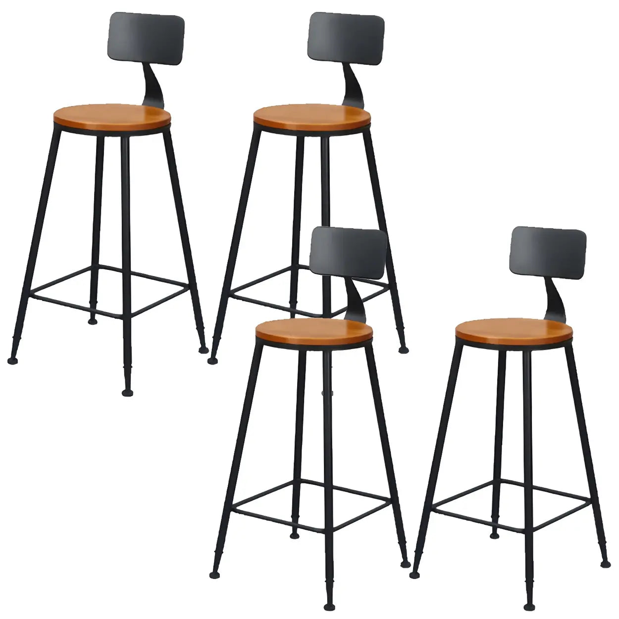 Lighom industrial backrest wood bar & counter stools in wood leather iron