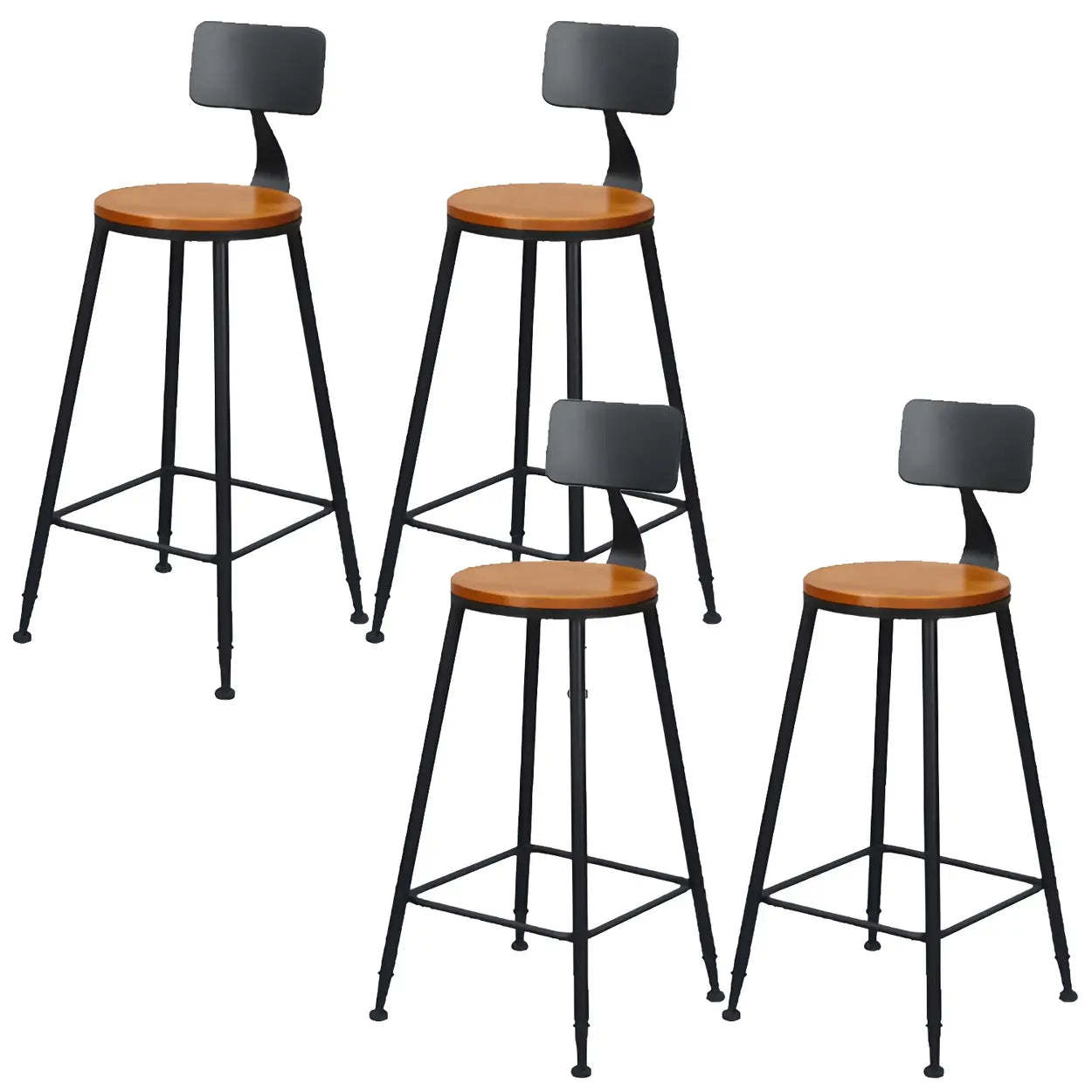 Lighom industrial backrest wood bar & counter stools in wood leather iron