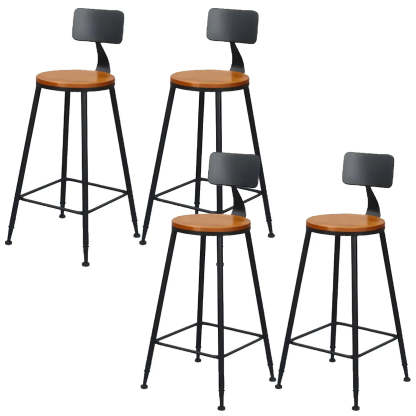 Lighom industrial backrest wood bar & counter stools in wood leather iron