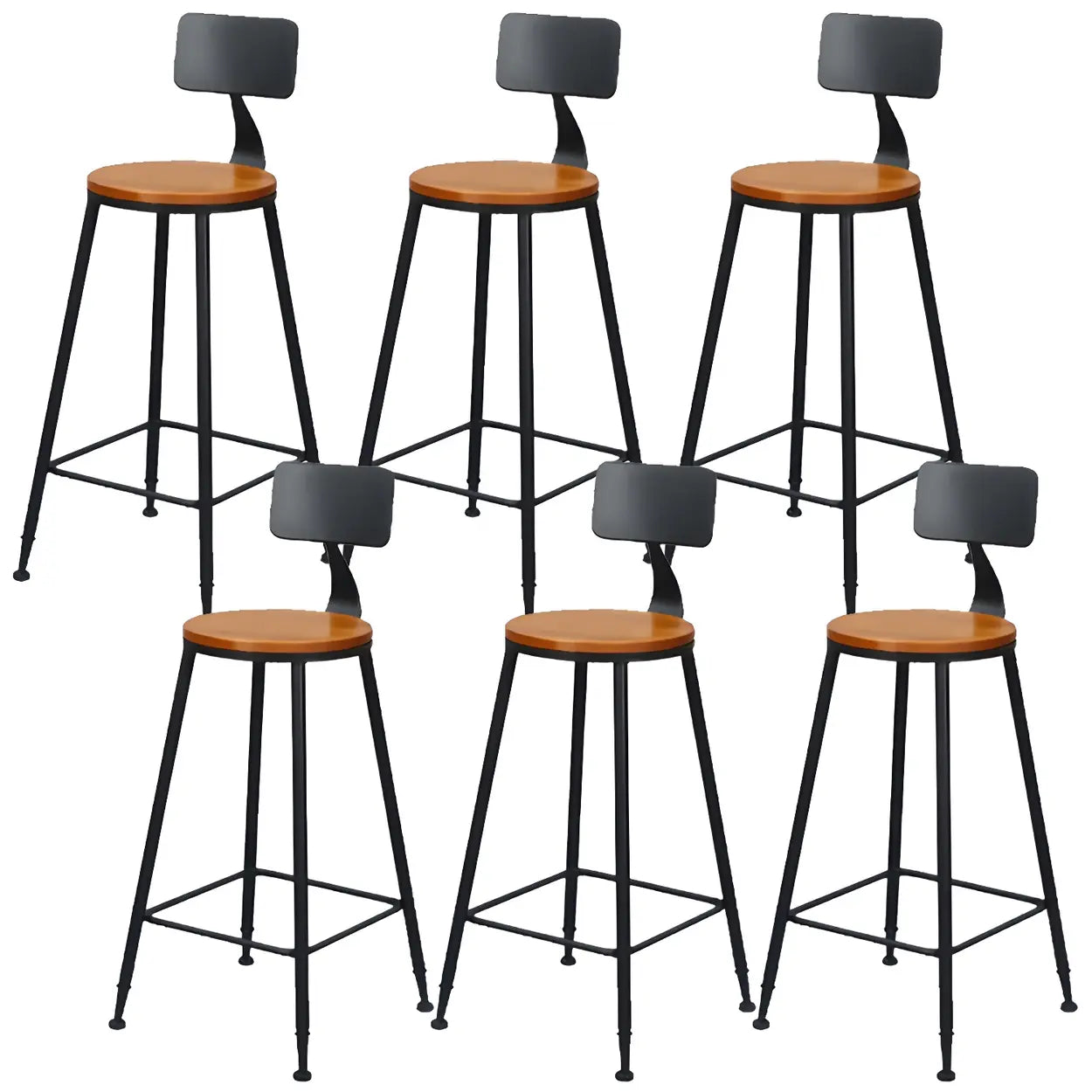 Wood industrial backrest bar & counter stools