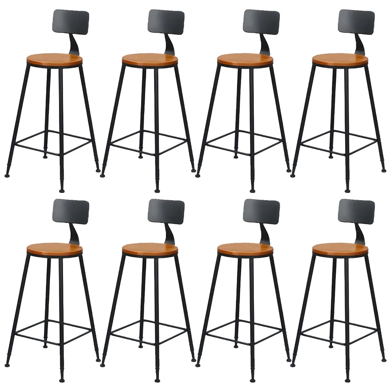 Industrial backrest wood bar & counter stools, Lighom
