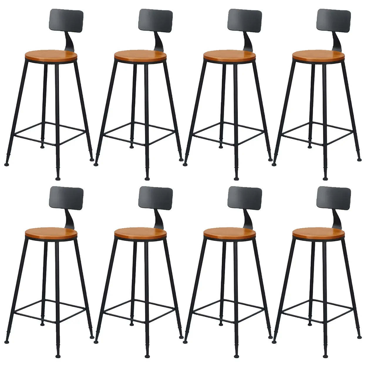 Industrial backrest wood bar & counter stools, Lighom