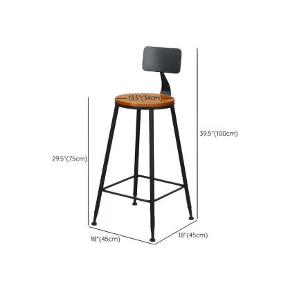 Industrial backrest wood leather iron bar & counter stools, Lighom