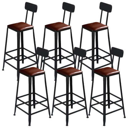 Industrial backrest bar & counter stools in wood — Non-Upholstered / Square / Set of 2