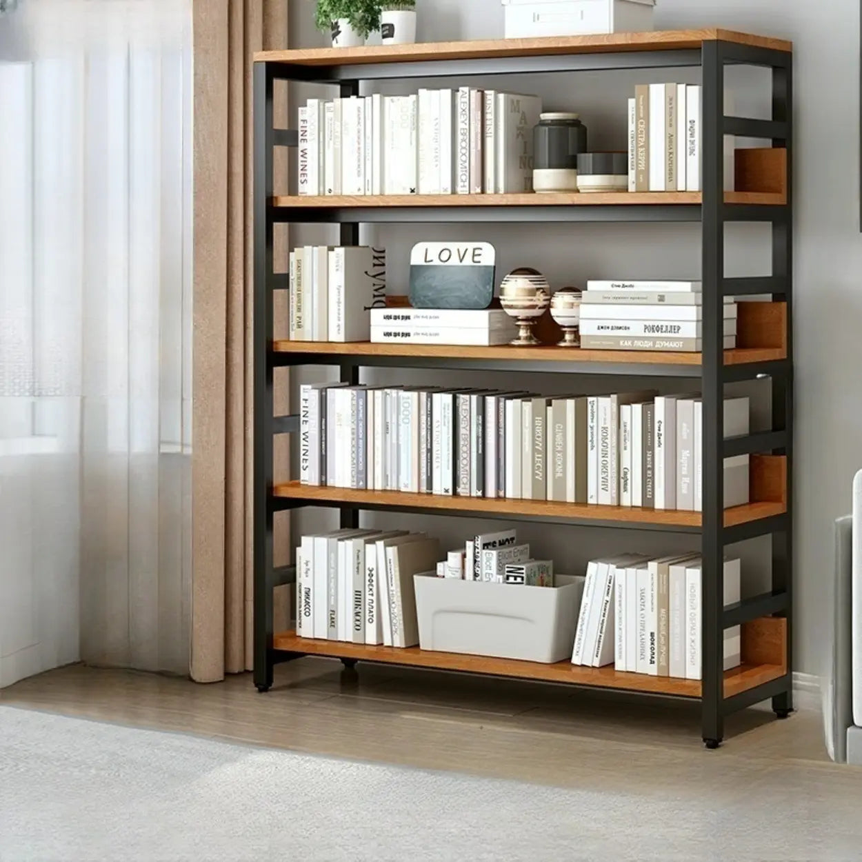 Industrial Metal Open-Back Bookcase