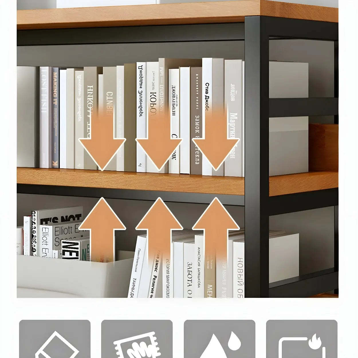 Industrial Metal Open-Back Bookcase