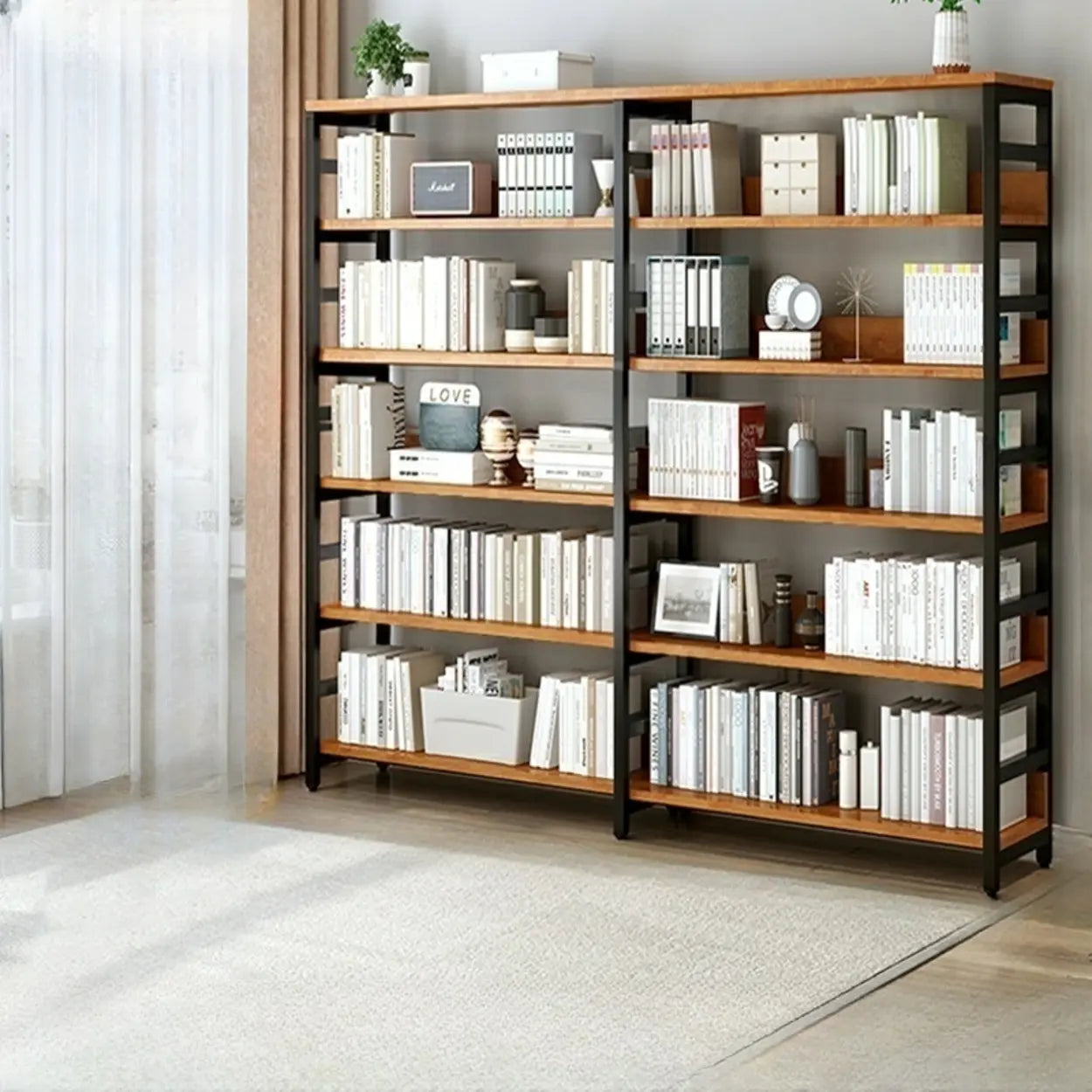 Industrial Metal Open-Back Bookcase