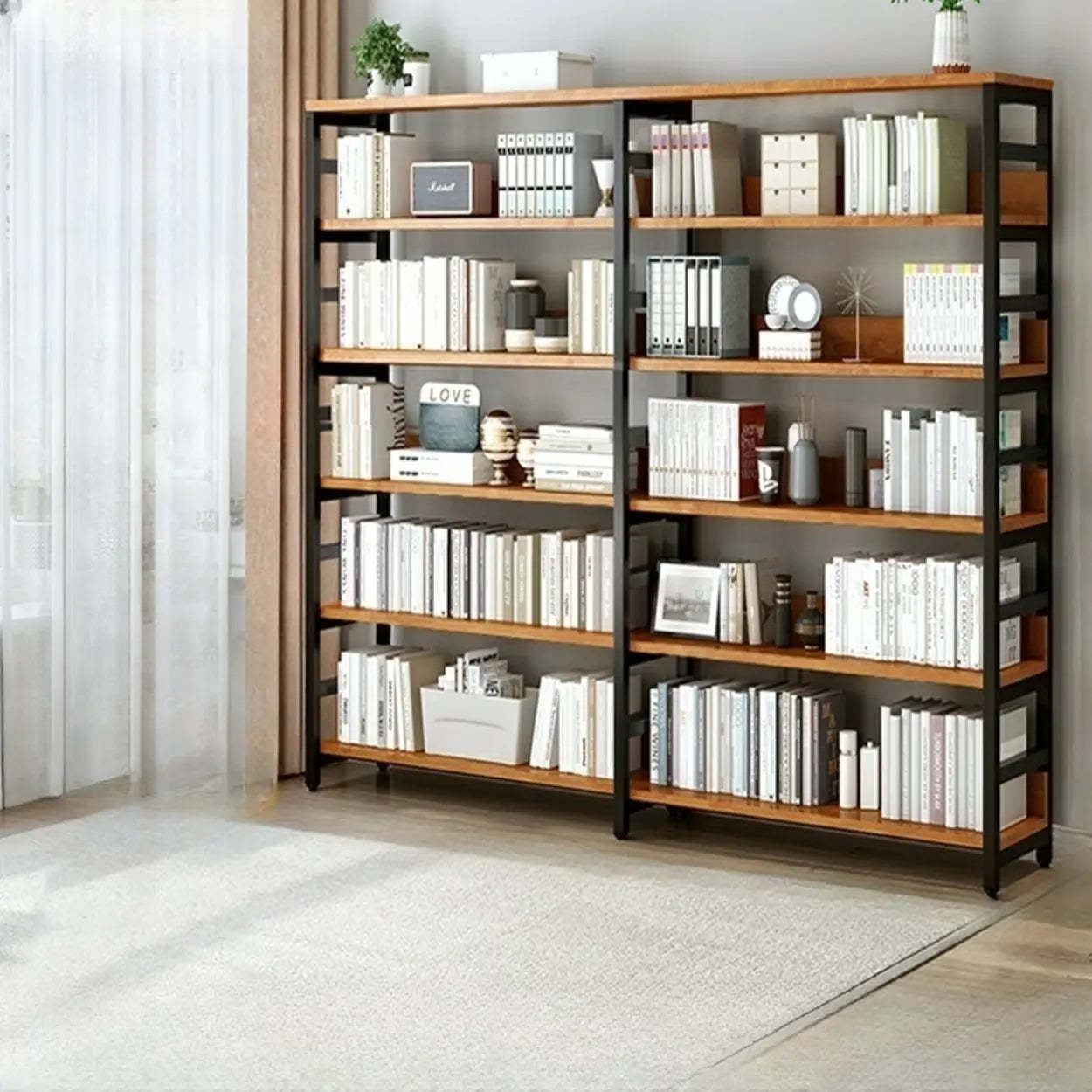 Industrial Metal Open-Back Bookcase