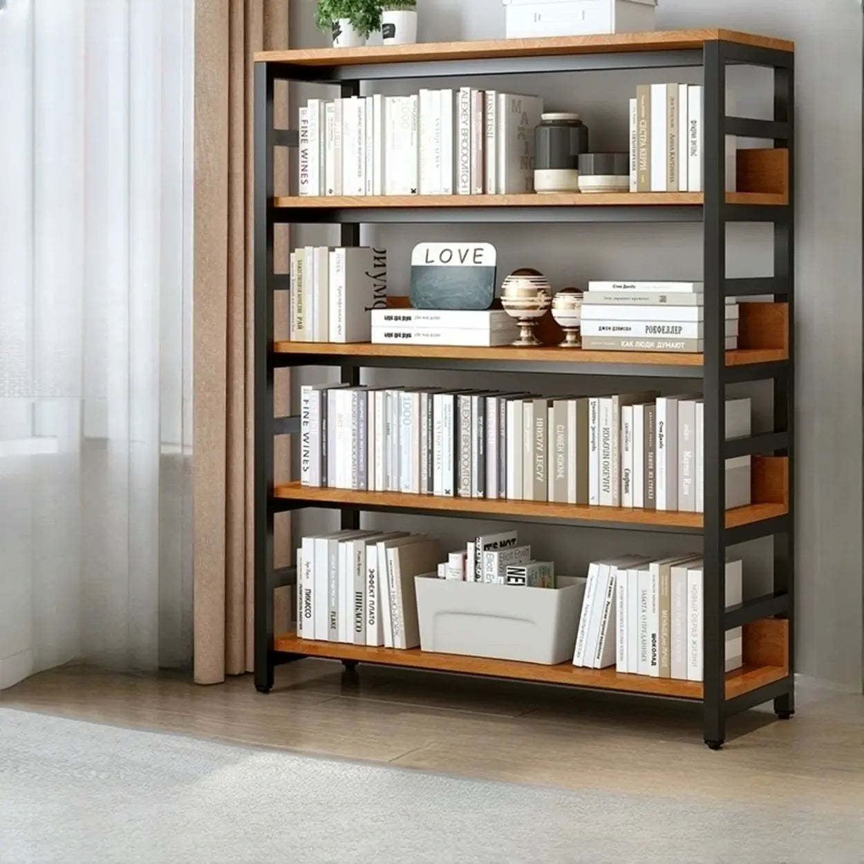 Industrial Metal Open-Back Bookcase