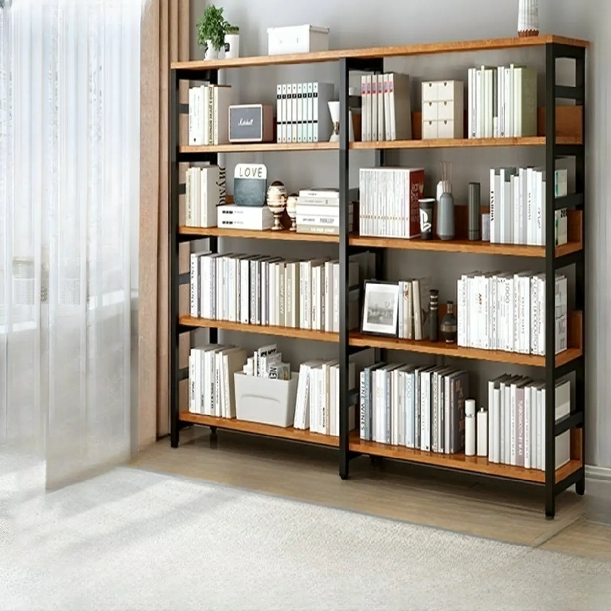 Industrial Metal Open-Back Bookcase