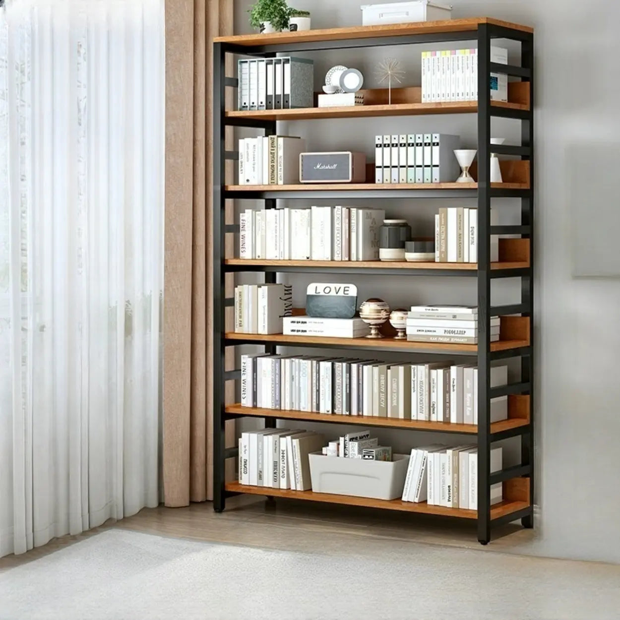 Industrial Metal Open-Back Bookcase