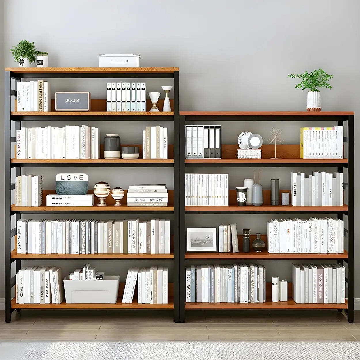 Industrial Metal Open-Back Bookcase