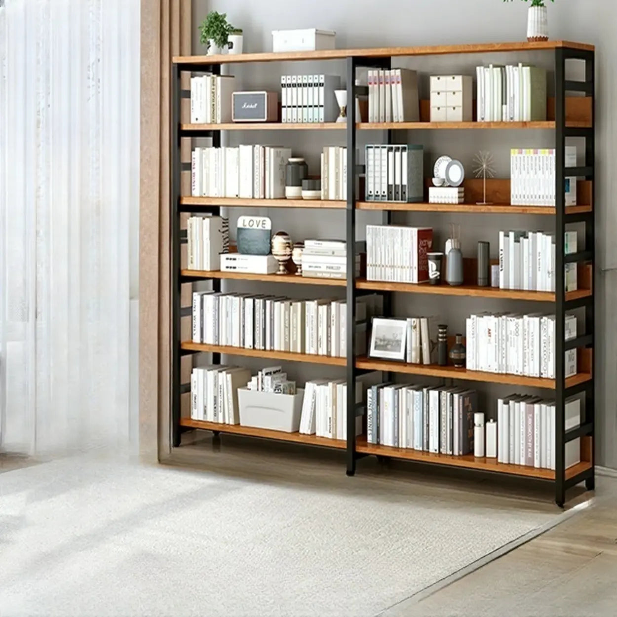 Industrial Metal Open-Back Bookcase