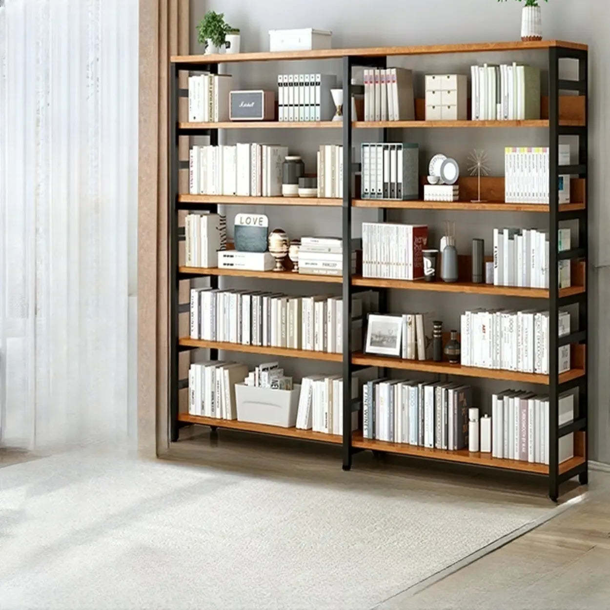 Industrial Metal Open-Back Bookcase