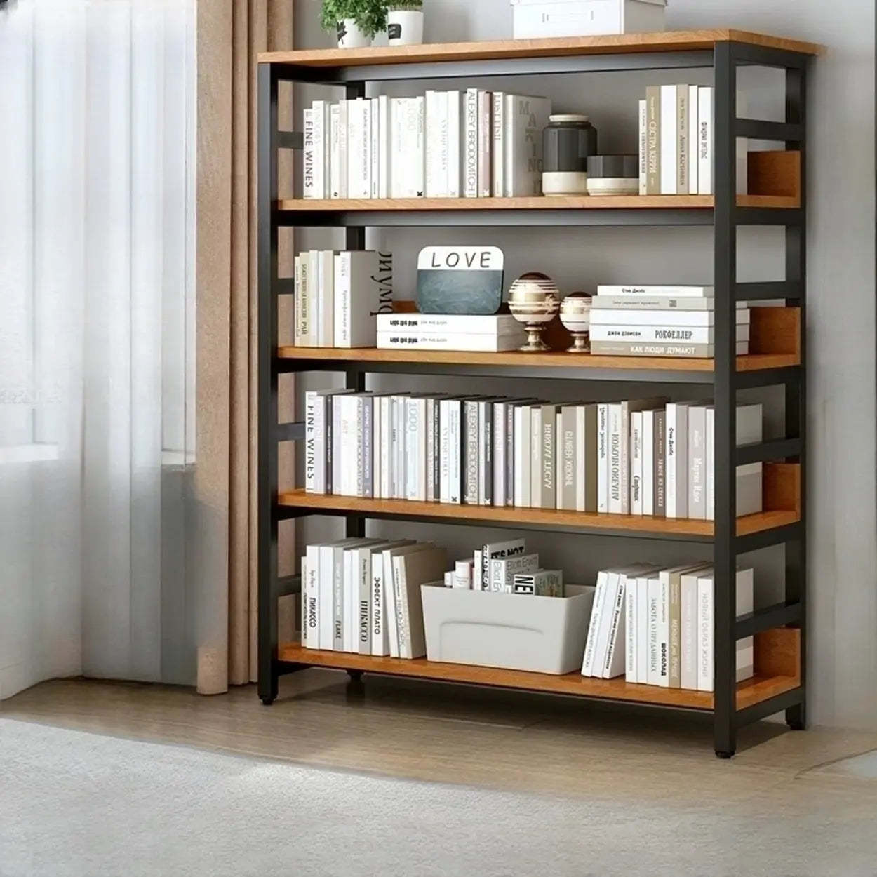 Industrial Metal Open-Back Bookcase