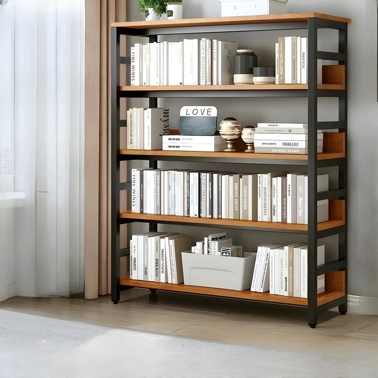 Industrial Metal Open-Back Bookcase