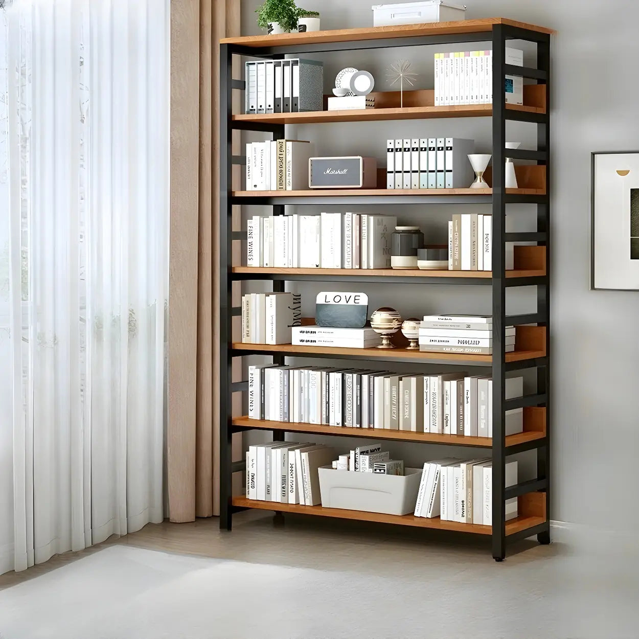 Industrial Metal Open-Back Bookcase