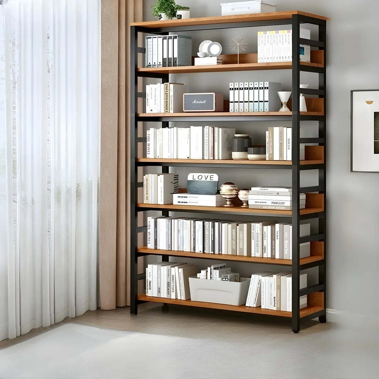 Industrial Metal Open-Back Bookcase