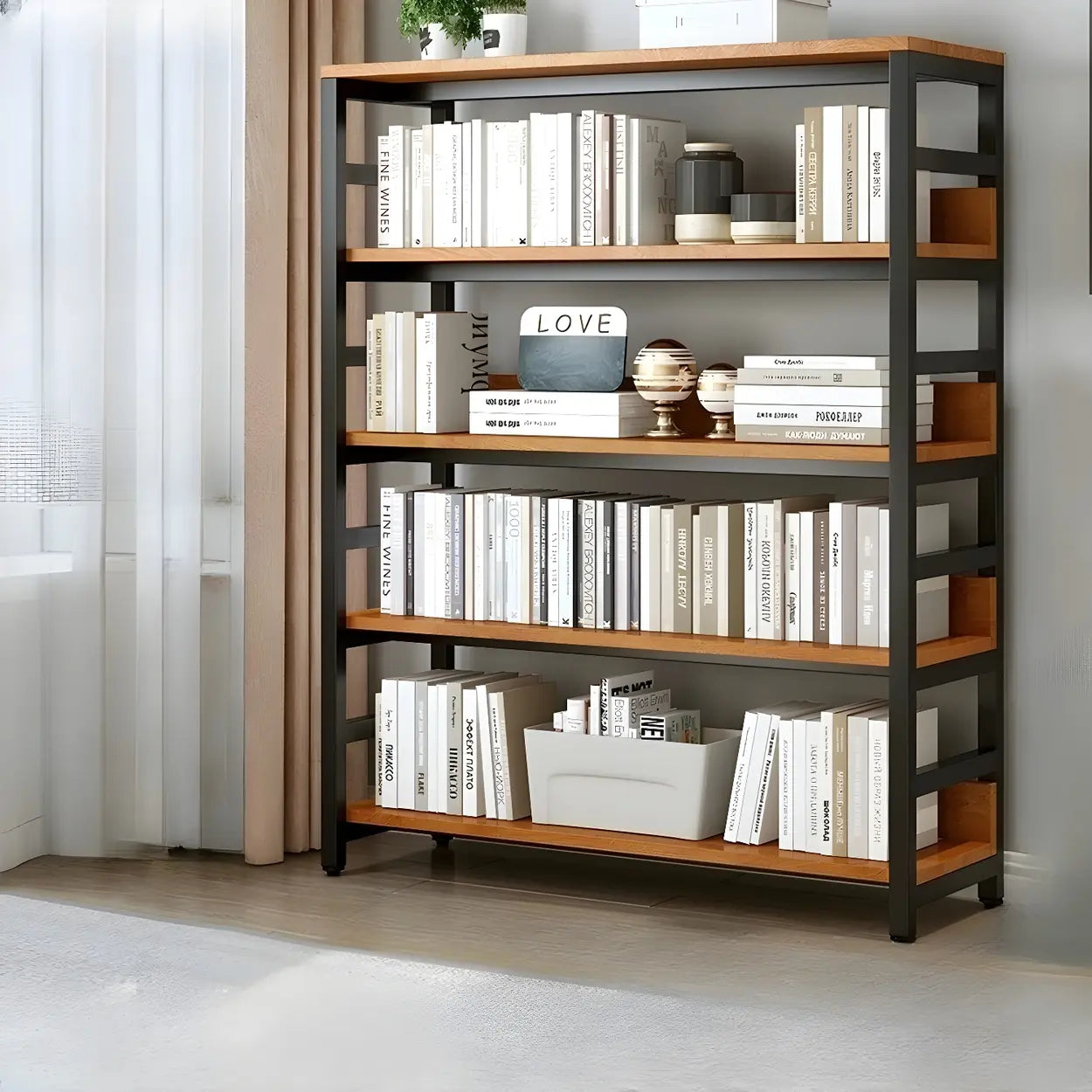 Industrial Metal Open-Back Bookcase