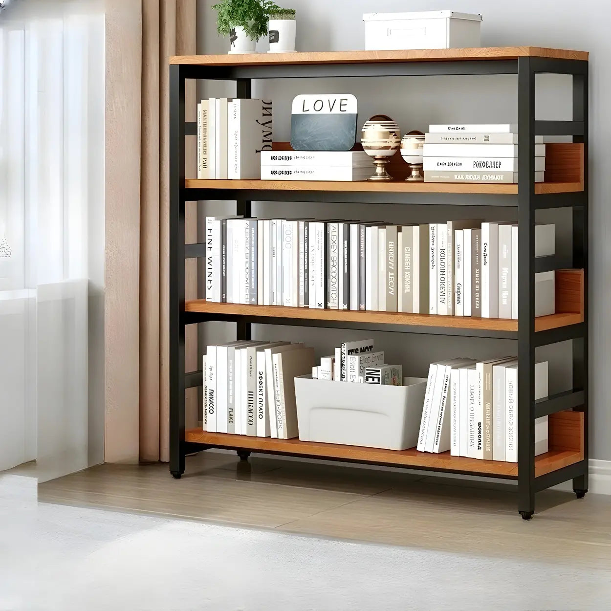 Industrial Metal Open-Back Bookcase